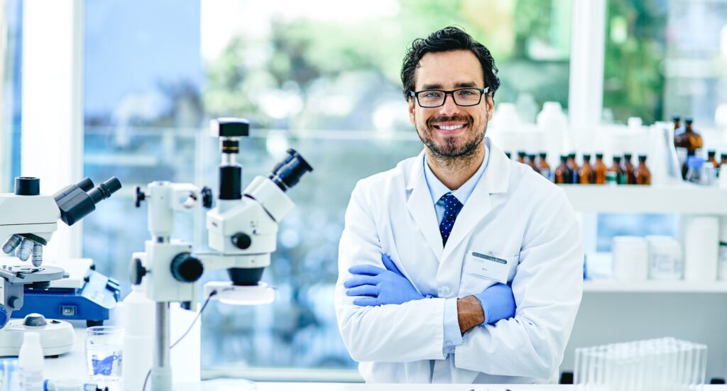 Happy scientist using Nestor